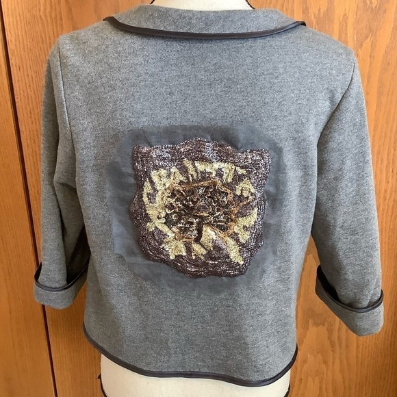 Lorain Lindsay Grey Crop Jacket Sz-M - Picture 2 of 7